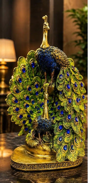Decorative Peacock Couple Figurine Home Accents