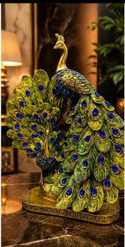 Decorative Peacock Couple Figurine Home Accents