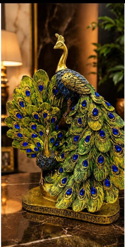Decorative Peacock Couple Figurine Home Accents